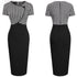 Houndstooth Stitching Commuter Slim Bag Hip Pencil Skirt - ROUTINE FASHION
